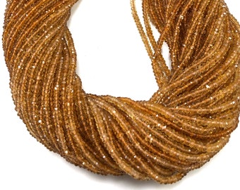 Citrine Rondelle Faceted beads Natural Citrine Gemstone Beads Full Strand 13.5Inch  Quality  3.5mm to 4mm SKU-BBI2097