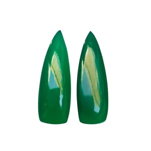 Natural Green Onyx Smooth Long Trillion Shape Gemstone, Matching Pair Briolette, Earring gemstone, Jewelry gemstone, Size 10mm X 30mm
