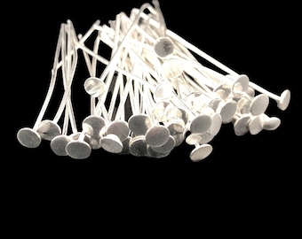 50 Silver Plated Head Pins, 52mm, 24 Gauge Jewelry Making