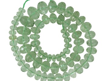 Green Amethyst Gemstone Rondelle Beaded Necklace, Faceted Healing Jewelry