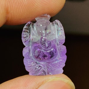 Natural Amethyst Ganesha Buddha carving Hand Carved Gemstone Statue