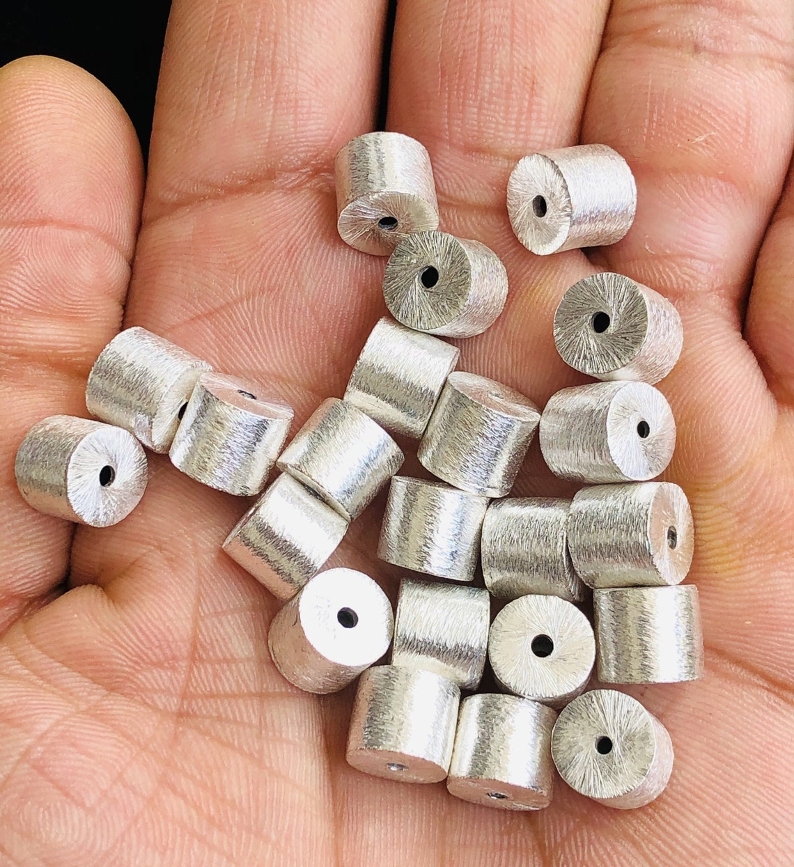 88mm Cylinder shape copper beads Silver plated cylinder Etsy