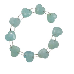 Double brin de forage en forme de coeur sculpté à facettes aigue-marine naturelle, briolette de pierres précieuses en forme de coeur sculpté, perles coeurs en pierres précieuses, SKU-BBI322
