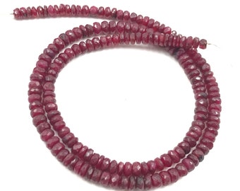 Natural Ruby Longido , Natural Genuine Ruby, Ruby Faceted Tiny Rondelle Beads ,deep red Ruby stone African ruby July birthstone, manik beads