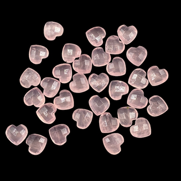 Natural Rose Quartz Faceted Carved Heart Shape Loose Gemstone Beads , Carved Heart Shape Gemstone Briolette , Gemstone Heart Beads BBI1690