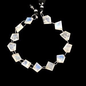 13 Pieces Natural White Rainbow Faceted Pentagon Cut Stone Beads, Double Drill Beads Strand, Blue Flash Gemstone Beads , SKU-BBI754