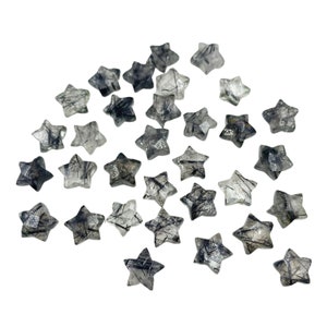 2 Pieces Natural Black Rutile Hand Carved Star Loose Gemstone Beads , Star Shape Briolette, Size 10mm, SKU- BBI139