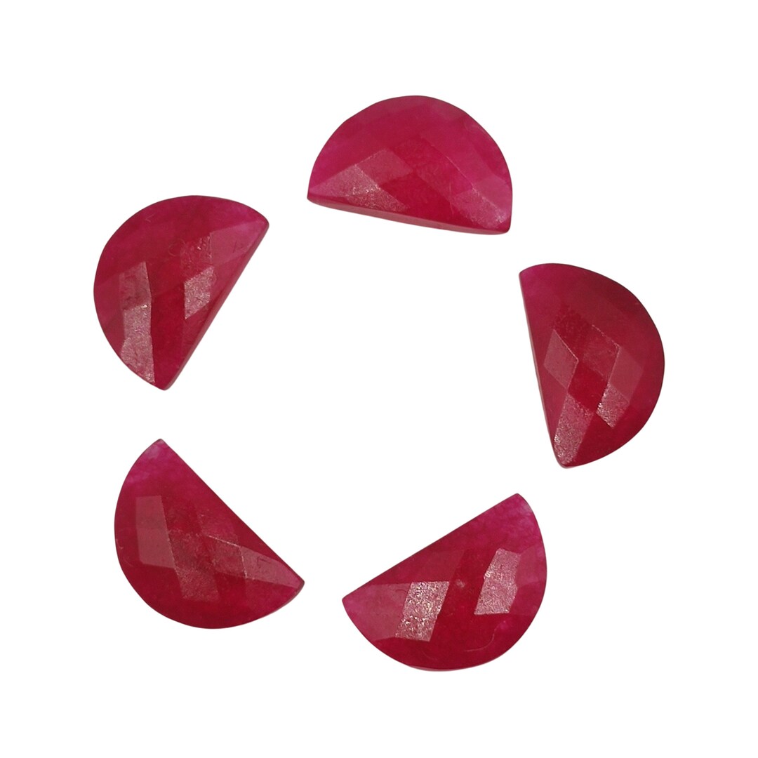 2 Pieces Red Wine Quartzite Faceted D' Shape Gemstone, Size 10mmx16mm