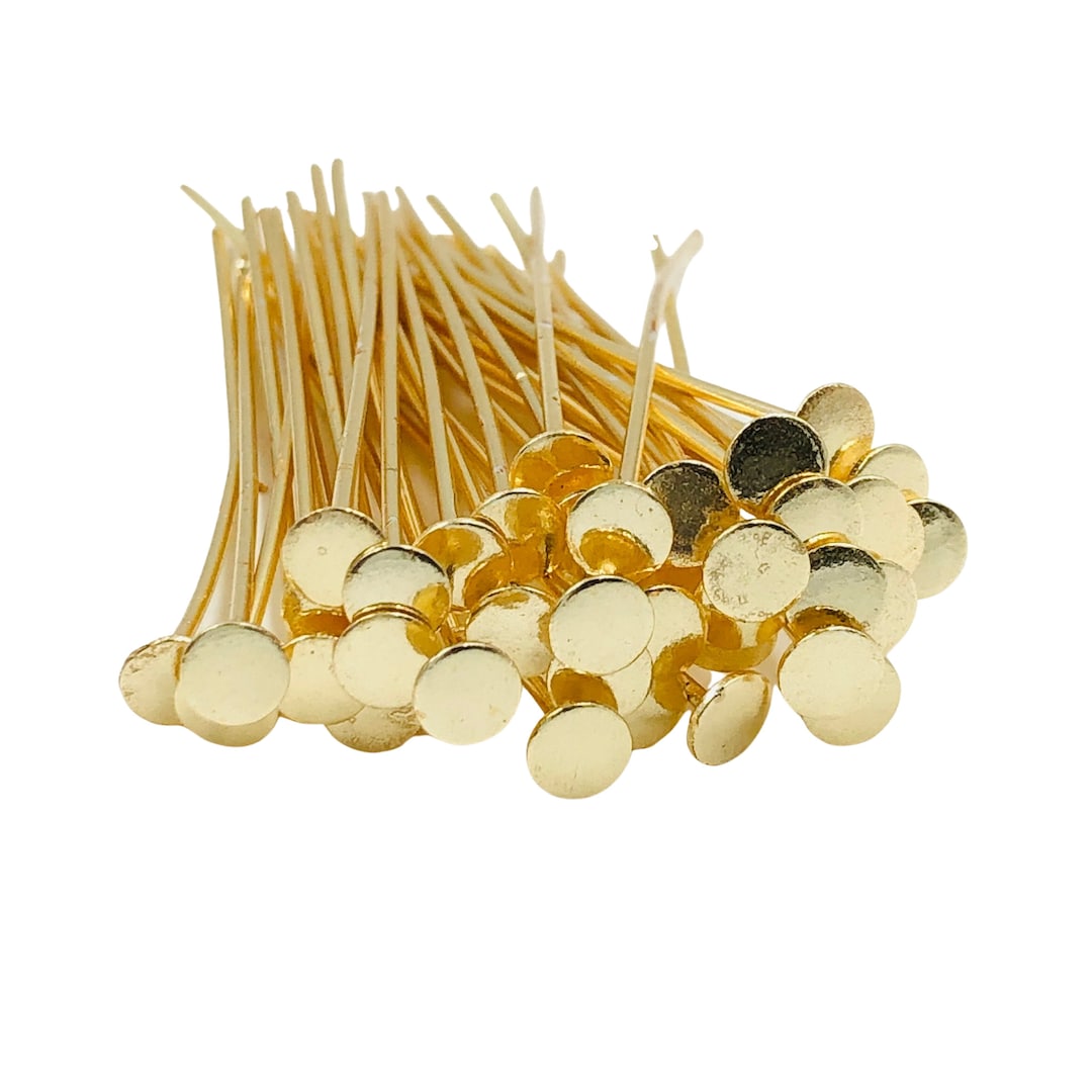 50 Pcs Goldplated Decorative Head Pins, 52mm, Fancy Headpins, Gold