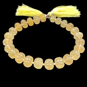 20 pieces Natural Yellow Aventurine Carved Melon Shape Rondelle Beads , Center drill gemstone Carved Melon Beads size 12mm Fancy briolette