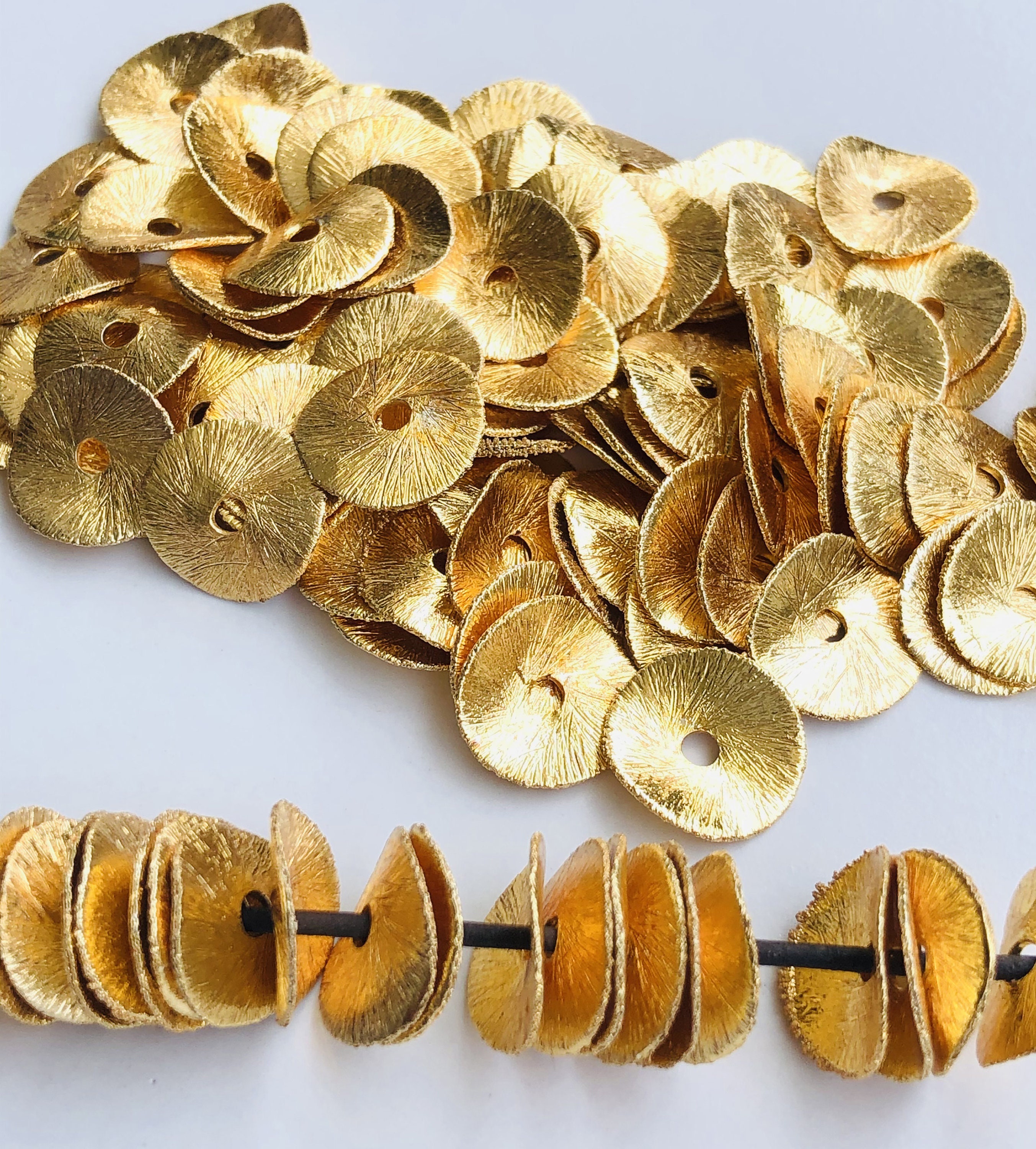 6mm 8mm 100pcs Gold plated wavy disc spacers brushed wavy Etsy