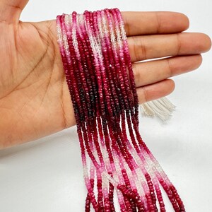 AAA Quality Shaded Ruby Sapphire Faceted Rondelle Beads, Size 2.5mm to 3mm Ruby Sapphire Beads, Ruby Sapphire Rondelle Beads, 16 Inches