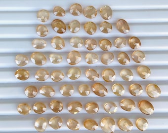 Natural Champagne Zircon Rose Cut Slices Cabochons, Faceted Rose Cut Flat Back Loose Gemstones, Champagne Brown Zircon Gemstone Slices Cut