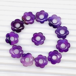 4 Pcs Natural Amethyst Smooth Flower Gemstone Beads 15mm Carved Flower Shape jewelry Amethyst Gemstone Jewelry Handmade Bracelet Bead.