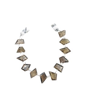 12 Pieces Natural Smoky Quartz Faceted Pentagon Cut Stone Beads , Double Drill Beads Strand , Beads For Jewelry, SKU - BBI741