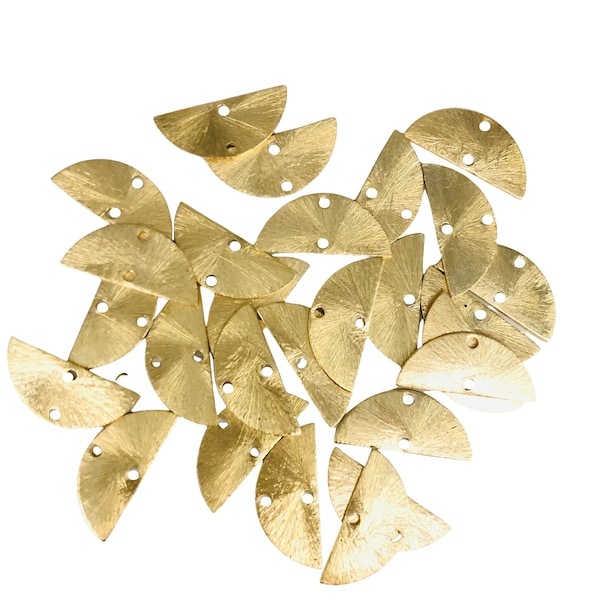 20 pcs Gold Flat Double drill Semi Circle Blanks/Semi Circle Pendant ,Gold plated beads, brushed beads for jewelry making beads  CC212