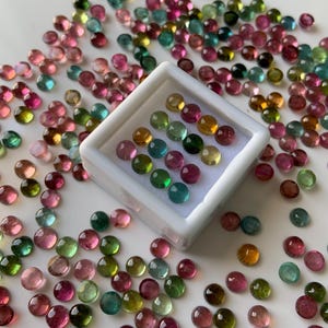 Natural Multi Tourmaline Smooth Round Gemstone Cabochon, CALIBRATED Loose Stone Cab, Round Jewelry Making Cabochons Semi Precious Cabochon