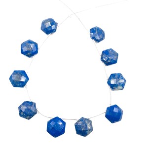 AAA Quality Lapis lazuli Faceted Hexagon Shape Gemstone Beads , Size 12mm Side Drilled Beads, Natural Lapis Lazuli Carved Beads , SKU-BBI717