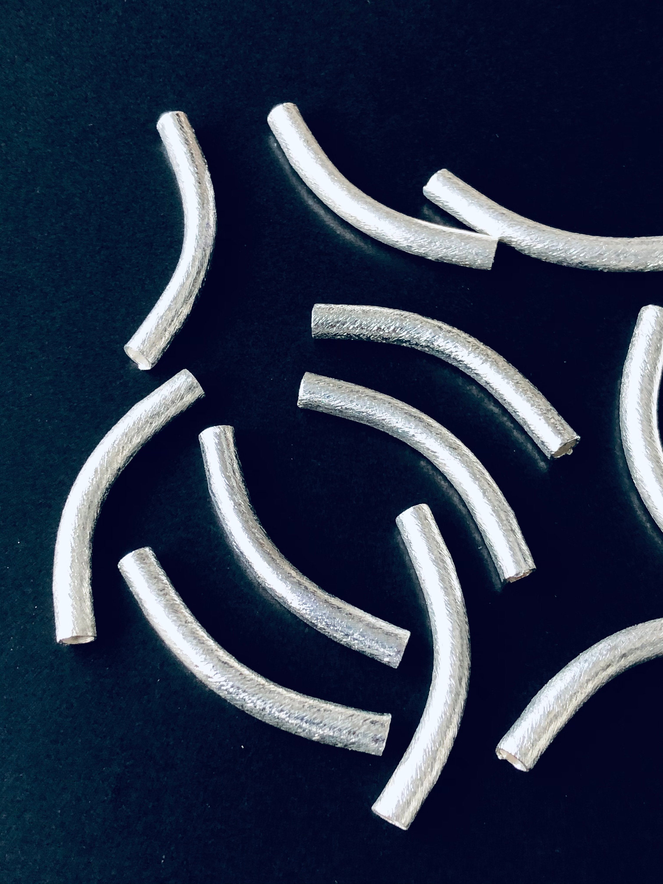 35mm Silver Plated curved tube beads for jewelry making Etsy