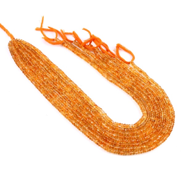 Natural Citrine Rondelle Faceted beads,Citrine Gemstone Beads , Faceted Roundelle beads,Citrine Roundelle Beads ,3mm-4mm 13 inch SKU-BBI1930