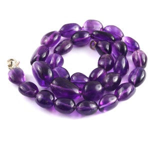 11x12-16X20mm Natural Nugget Purple Amethyst Gemstone Beads Necklace For Women, Smooth Amethyst Necklace, Gift For Women Necklace Jewelry