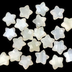 2 Pieces Natural White Moonstone Faceted Star Shape Gemstone, Size 10mm, Hand Carved Briolette Beads, Loose Gemstone For Jewelry, SKU-BBI123