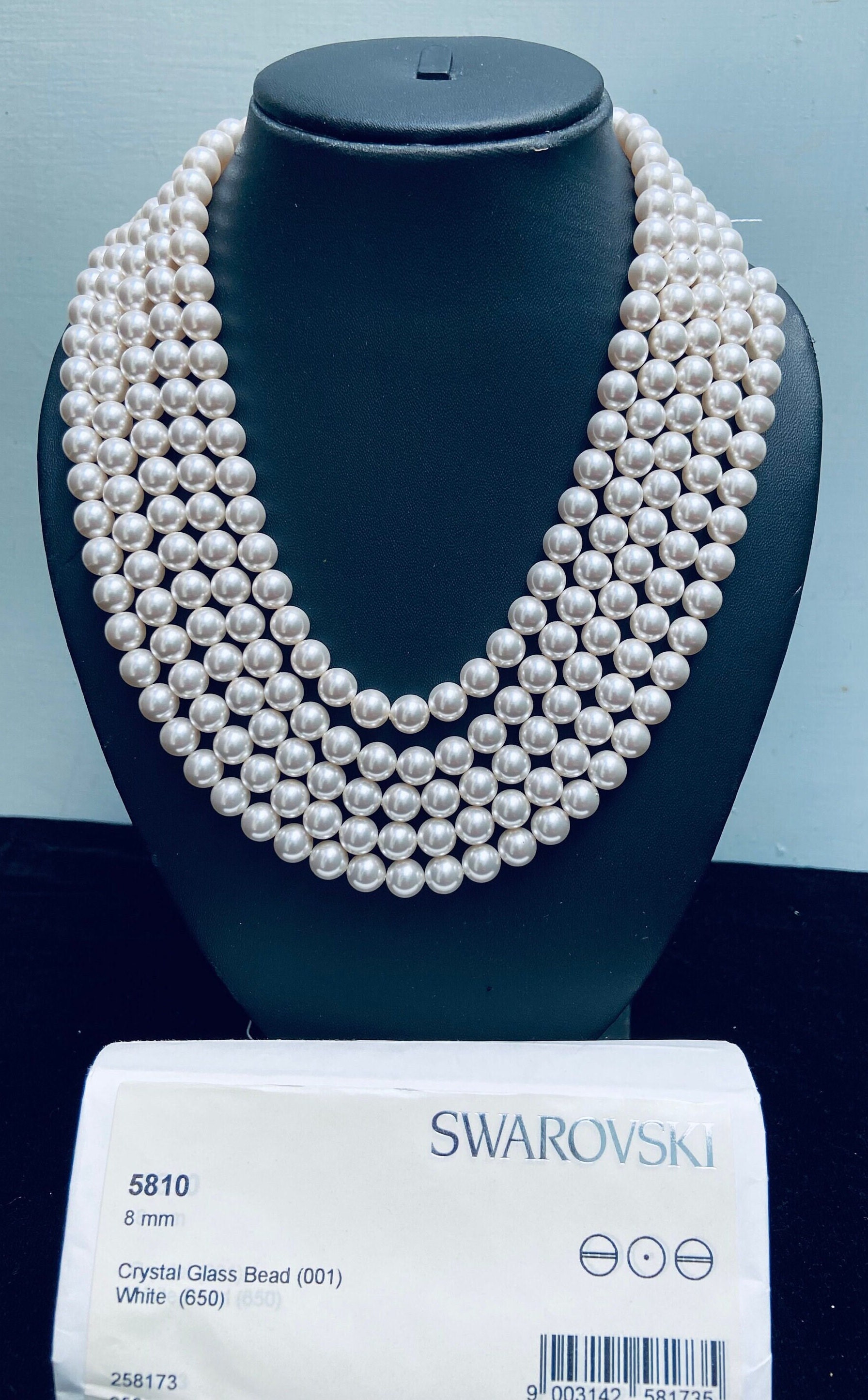 Crystal White (001 650) Genuine Swarovski 5810 Pearls Round Glass Beads Jewelry Making | 2mm, 3mm, 4mm, 5mm, 6mm, 8mm, 10mm, 12mm