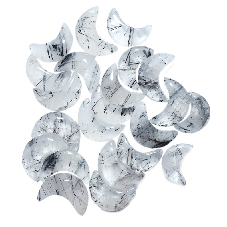 natural gemstone Crescent moon gemstone Mixed Lot 22 Pieces Natural Black Rutile gemstone moon shape gemstone carving gemstone