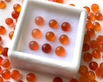 Natural Carnelian Round Cabochons, Jewelry Making, 10 Pieces