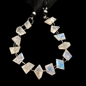 14 Pieces Natural White Rainbow Faceted Pentagon Cut Stone Beads, Double Drill Beads Strand, Blue Flashy Gemstone Beads , SKU-BBI755