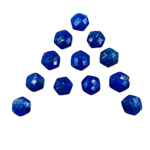 2 Pieces Natural Lapis Lazuli Faceted Hexagon Shape Gemstone Beads, Earring Components, Size 12mm, SKU - BBI717