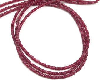 Natural Ruby Longido , Natural Genuine Ruby, Ruby Faceted Tiny Rondelle Beads ,deep red Ruby stone African ruby July birthstone, manik beads