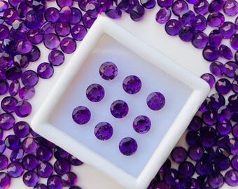 Faceted Round Amethyst Loose Stone, Calibrated Cut Gemstone