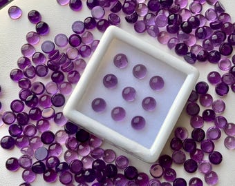 Natural Amethyst Round Cabochon, Calibrated Loose Gemstone