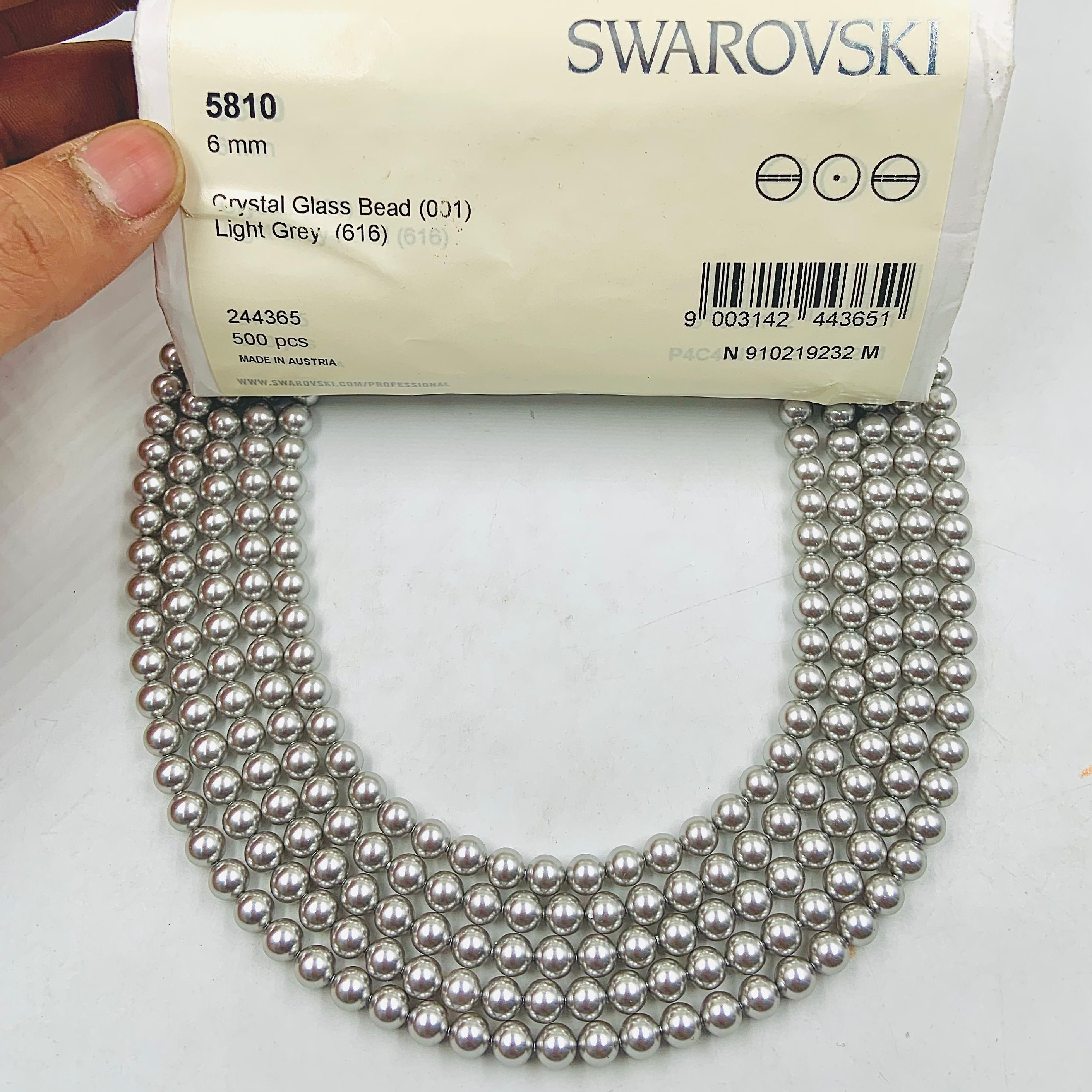 Crystal Light Grey (001 616) Genuine Swarovski 5810 Pearls Round
