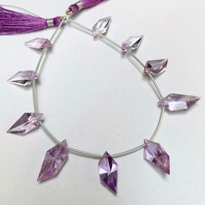 10 Pieces Amethyst and Ametrine  Faceted Spindle Cut Stone Beads Natural Gemstone Side Drill Beads Line Strand Size 23x13x11 to 17x11x8mm