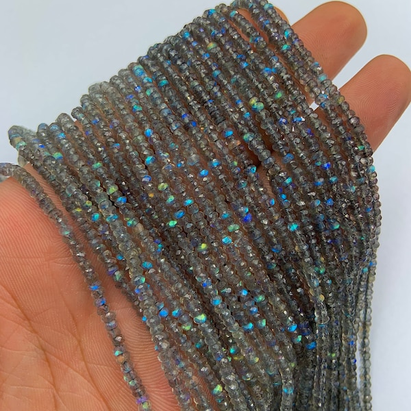 AAA Quality Natural Blue Flashy Labradorite Beads , Labradorite Faceted Rondelle Shape Beads Briolette , Jewelry Making Beads BBI505