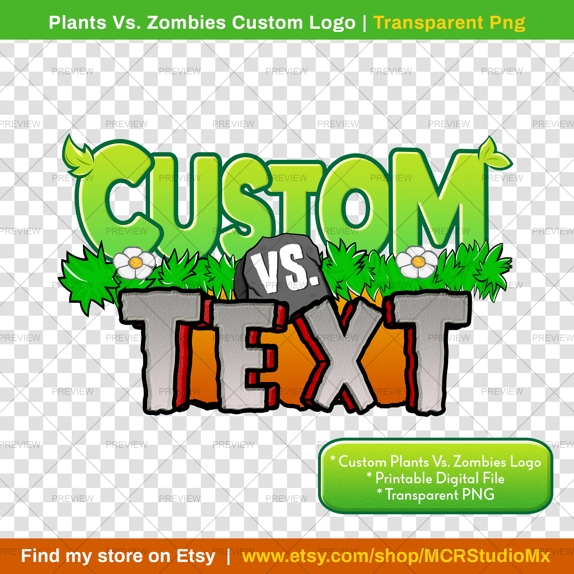 Custom Logo Plants Vs. Zombies Printable File High Etsy Australia