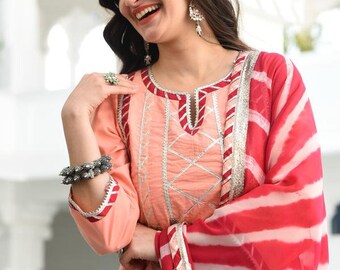 Indian Beautiful Pink Ethnic Style Kurti With skirt Rayon kurti Girls&Women