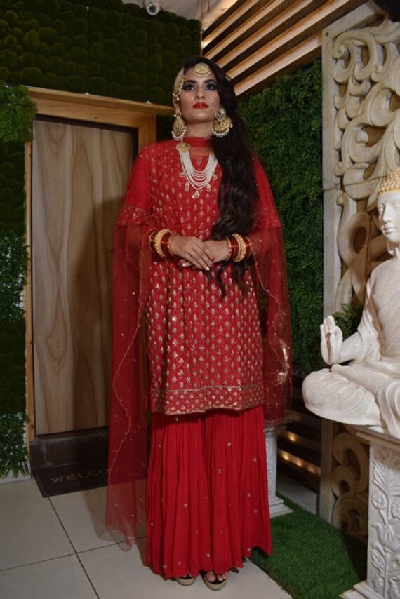 Raghvanshi Indian Sharara Kurta with Dupatta Short Kurta designer Dress Part Wear Dress Pakistani Kurtis Kurta Woman Tops Ladies Dresses Casual Tunic