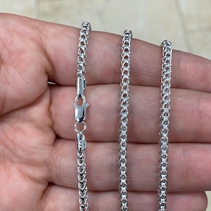 925 Sterling Silver Rhodium Plated  Diamond Cut Round Franco Link Chain 3.5mm