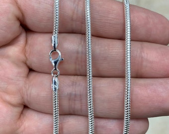 High Polished Sterling Silver Thin Round Snake 040 Chain 1.6mm
