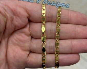 14k Gold Over Sterling Silver Valentino Chain - Italy