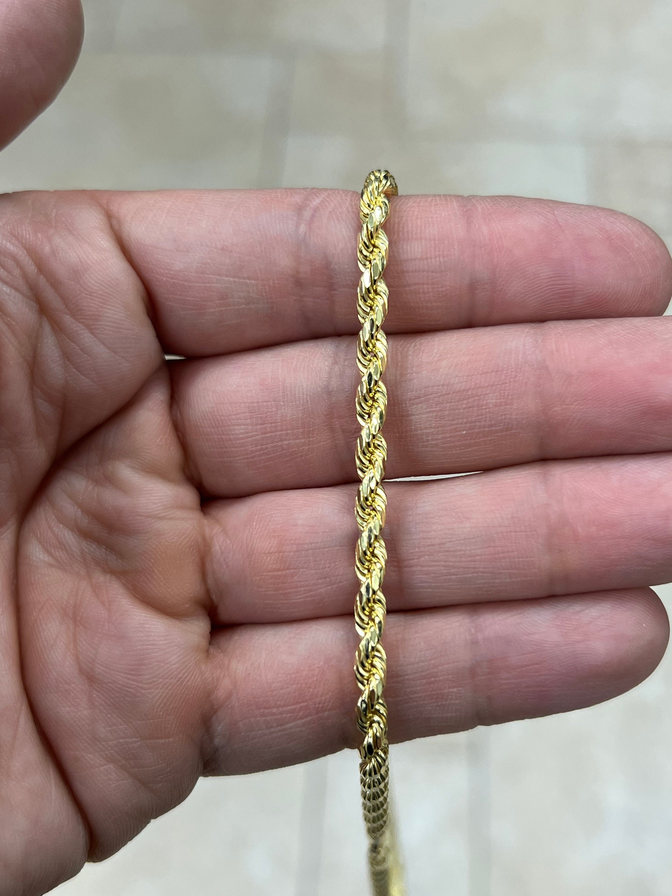 14K Yellow Gold 4.00mm Diamond Cut Rope Chain