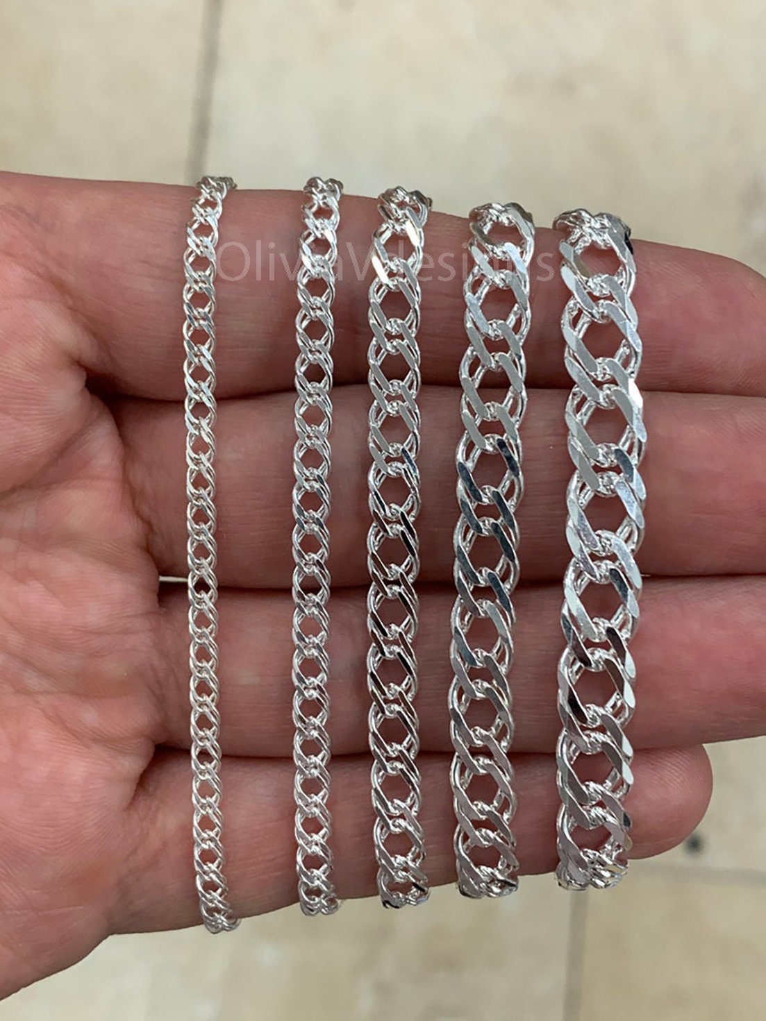 925 Sterling Silver Rambo Chain Necklace Italy 3.2mm 3.6mm 5mm 6.5mm 7mm ,  Lobster Clasp, New, Made in Italy, Gift, Men, Woman, PLUX - Etsy