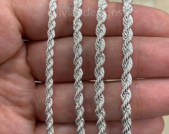 Jewels By Lux Sterling Silver 4mm Hollow Loose Rope Chain Jewels By Lux Sterling Silver 4mm Hollow Loose Rope Chain
