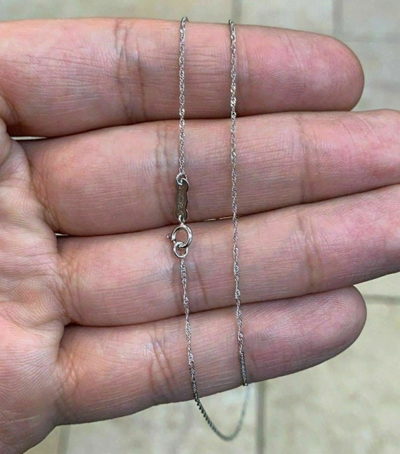 14K White Neckalce 2MM 18 INCH Long 14k White Gold 2.0mm Singapore Chain
