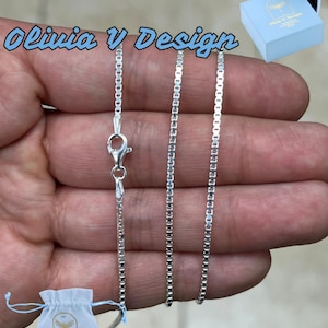 Collier chaîne carrée en argent sterling de 1,5 mm - Fabriqué en Italie