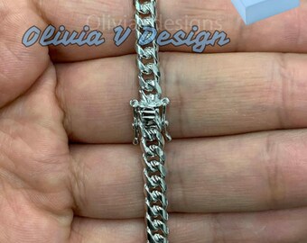 Collana Miami Cuban Link In Argento 925 Massiccio 6mm &ndash; Catena 66 Cm Fatta A Mano Italia