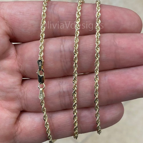 10K Solid Genuine Gold Rope Chain 2.5mm 